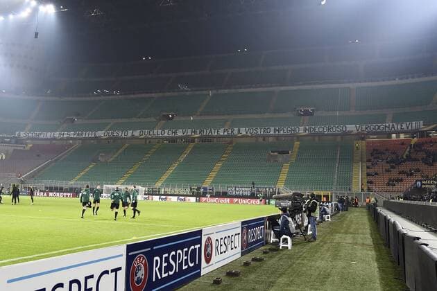 Football, EL, Inter Milan - Sparta Prague, empty Giuseppe Meazza Stadium