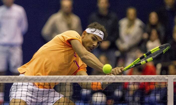 Tennis, Rafael Nadal in the doubles at the tournament in Manacor