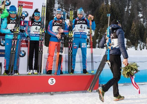 Biathlon, World Championships Hochfilzen, Martin Fourcade leaves award ceremony early