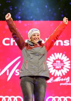 Alpine Skiing, World Championships in St. Moritz, Women's Combined - Award Ceremony in the Evening