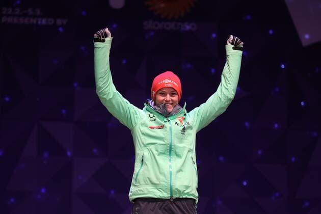 Nordic Skiing, World Championships in Lahti, Ski Jumping Award Ceremony with World Champion Carina Vogt