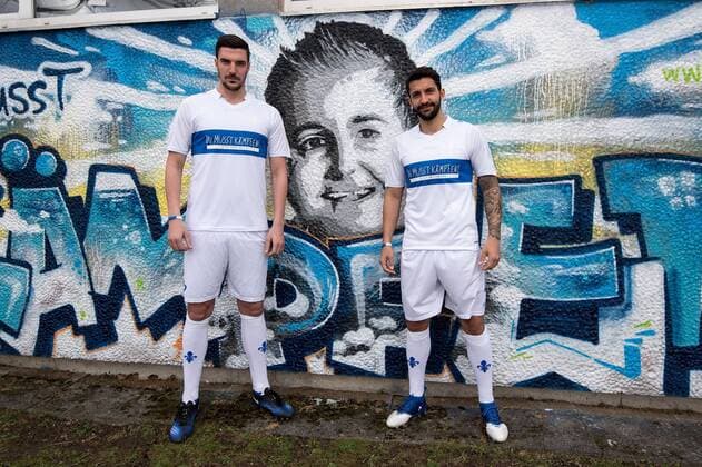 Football, SV Darmstadt 98 presents special jerseys - Shooting with Sulu and Gorka