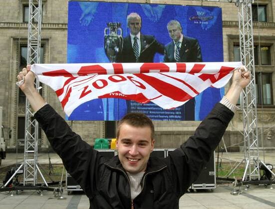 Football, Polish fans are delighted that Poland and Ukraine have been awarded Euro 2012