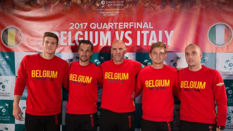 Tennis, Davis Cup, Belgium-Italy, PK and Training