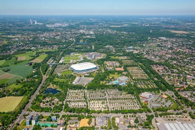 Football, 1. BL, FC Schalke 04, aerial photos of the Veltins-Arena and the club grounds