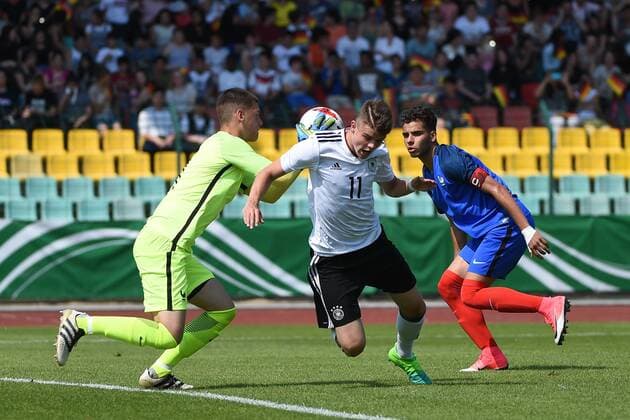Football, international school match in Berlin, Germany - France