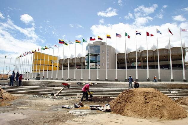 Football, Copa America, Final construction work on the Cachamay stadium in Puerto Ordaz