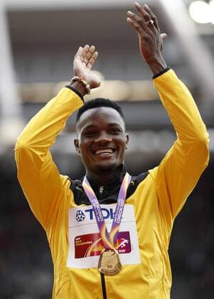Athletics World Championships in London, 110m Hurdles Men's Award Ceremony