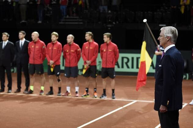 Tennis, DavisCup, Belgium - Australia, Visit of King Philippe