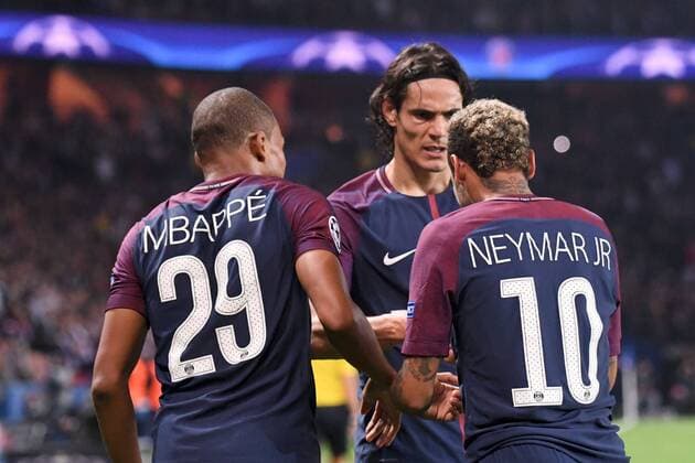 Football, CL, PSG's forward trio Neymar, Mbappe and Cavani