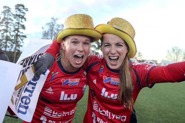 Football, Women, Linköping celebrate winning the Swedish championship