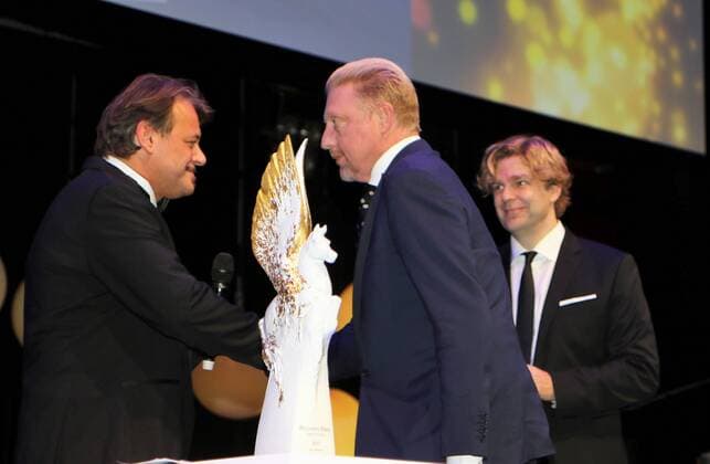 Boris Becker belatedly accepts his Pegasos Award 2008