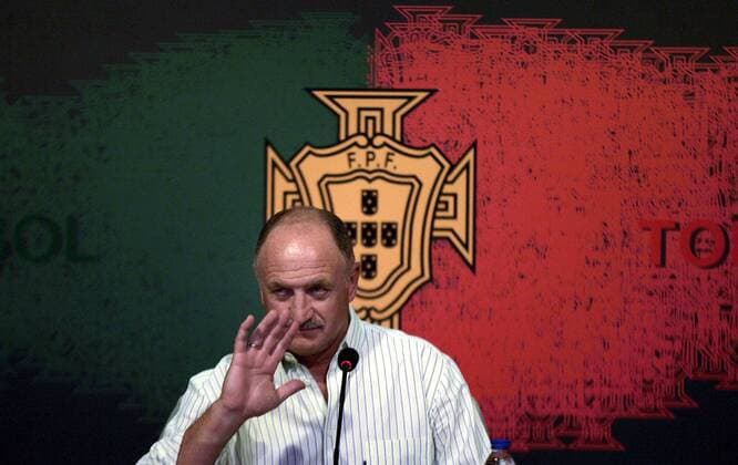 Football, Portugal's national coach Luis Felipe Scolari apologises at a PK