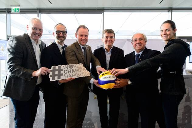 Press event for the Beach Volleyball World Championships 2019 in Hamburg
