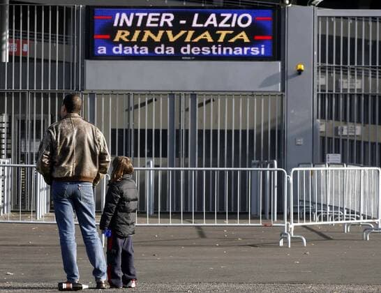 Football, Italy, Serie A, Inter Milan - Lazio Roma, match cancelled after death of Lazio fan