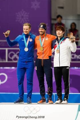 PyeongChang 2018 - Speed Skating, Men's 1000m, Award Ceremony