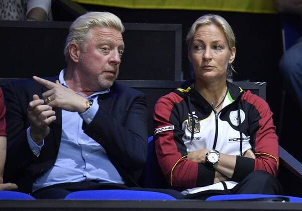 Tennis, Fed Cup in Stuttgart, Boris Becker and Barbara Rittner in the stands