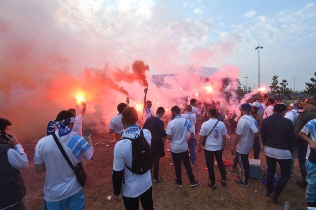 Football, EL, Final, Ultras from Marseille in Lyon