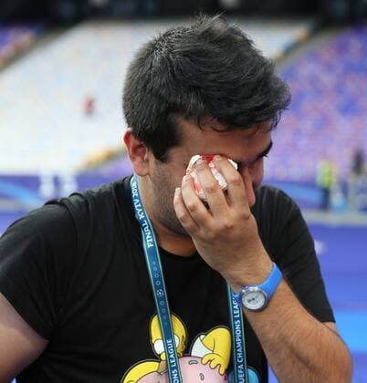 Football, CL final, Real Madrid final training - Cristiano Ronaldo injures cameraman