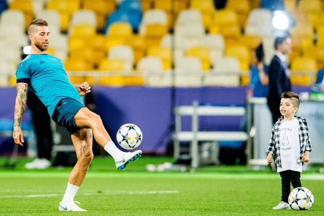 Football, CL Final, Real Madrid Final Training - Sergio Ramos with Sons