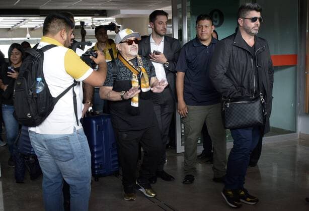 Football, Diego Maradona on his arrival in Mexico