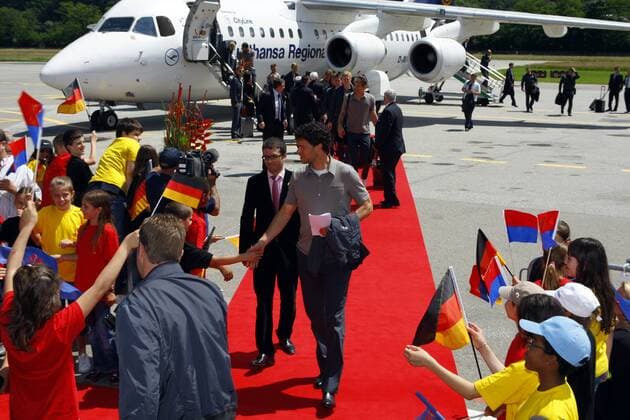 Football, EURO 2008, Arrival of the German National Team in Lugano