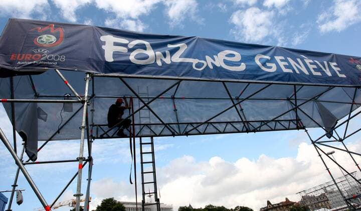 Football, EURO 2008, Setting up the Fan Zone in Geneva