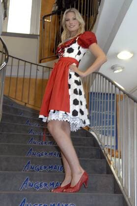 Football, EURO 2008, Sarah Brandner presents the EURO Dirndl from Angermaier