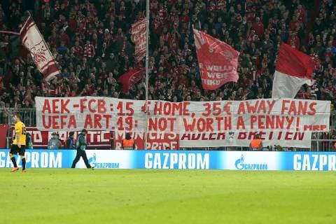 Football, CL, Bayern Munich - AEK Athens, fans protest against ticket prices