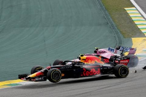 Formula 1, Brazilian GP, Max Verstappen and Esteban Ocon crash