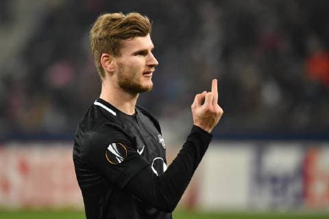 Football, EL, Red Bull Salzburg - RB Leipzig, Timo Werner shows middle finger