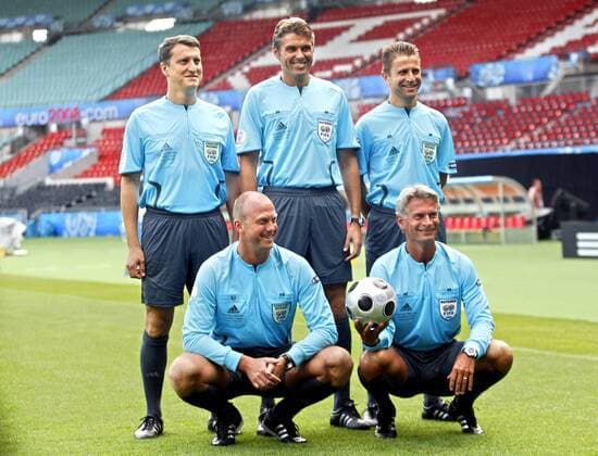 Football, EURO 2008, Roberto Rosetti is in charge of the Euro 2008 final - Shooting with the referee and his assistants