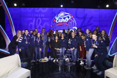 Handball, Women's European Championship, Team France after winning the title in the TV Studio