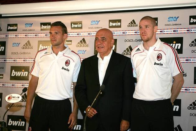 Football, Italy, Serie A, AC Milan present new signings Andriy Shevchenko and Philippe Senderos