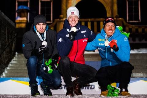 Biathlon, World Championships Östersund, 10km Sprint Men, Award Ceremony