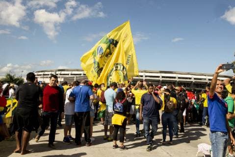Football, Copa America, Final, Brazil - Peru before game starts