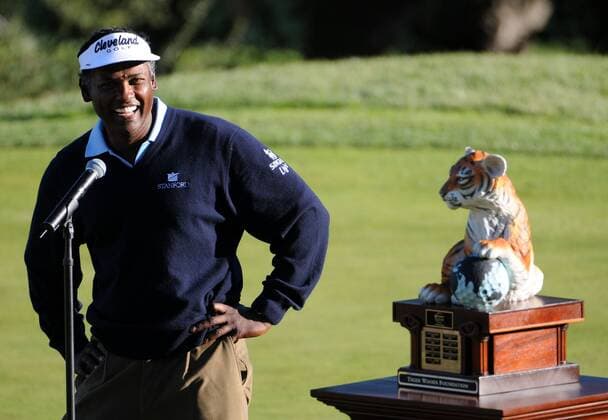 Golf, Chevron World Challenge, winner Vijay Singh secures Tiger Woods Foundation trophy