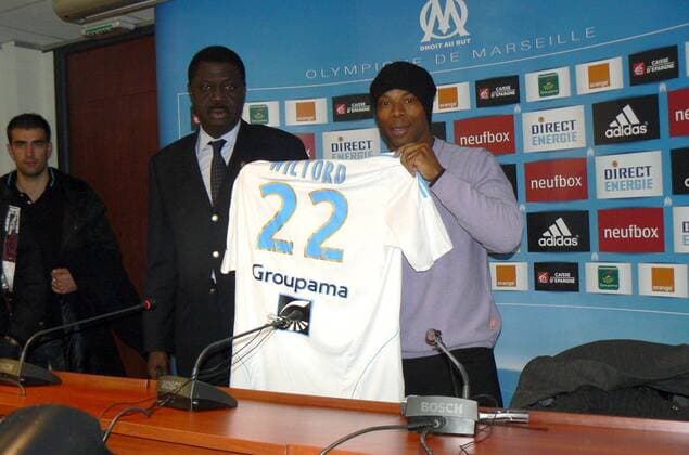 Football, France, Ligue 1, Olympique Marseille present Sylvain Wiltord as new signing