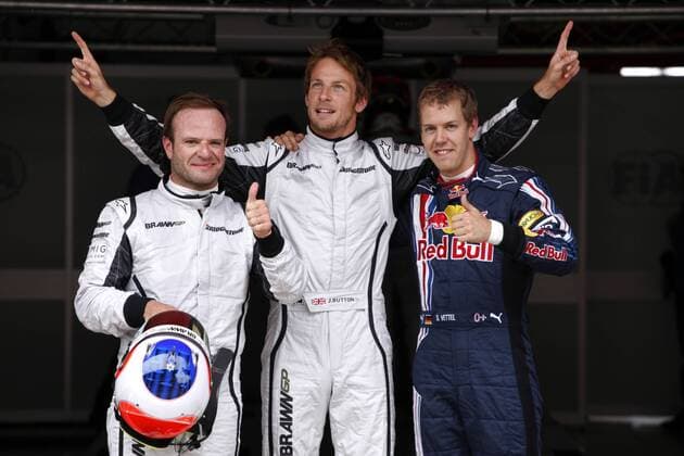 Motorsport, Formula 1, Spanish GP, Jenson Button secures pole position ahead of Sebastian Vettel