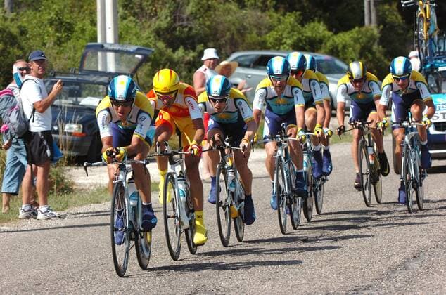 Cycling, Tour de France, stage 4, Team Astana wins the team time trial - Fabian Cancellara still in yellow