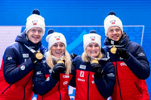 Biathlon, WM in Antholz, mixed relay, award ceremony