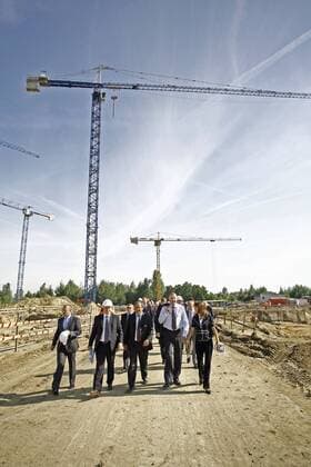 Football, Euro 2012, UEFA President Michel Platini visits the construction site of the stadium in Wroclaw