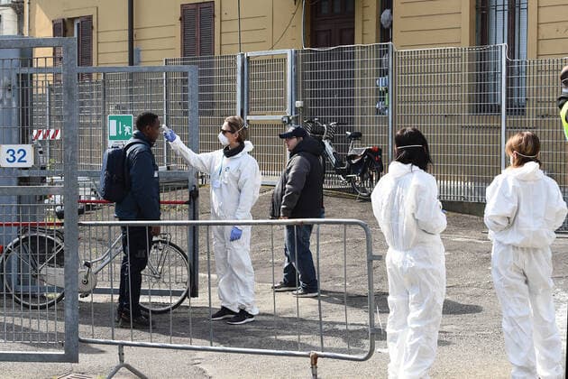Coronavirus in Italy, security measures before the football match Parma Calcio - SPAL Ferrara