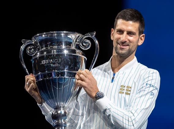 Tennis, ATP finals in London, Novak Djokovic receives trophy as number one in the world