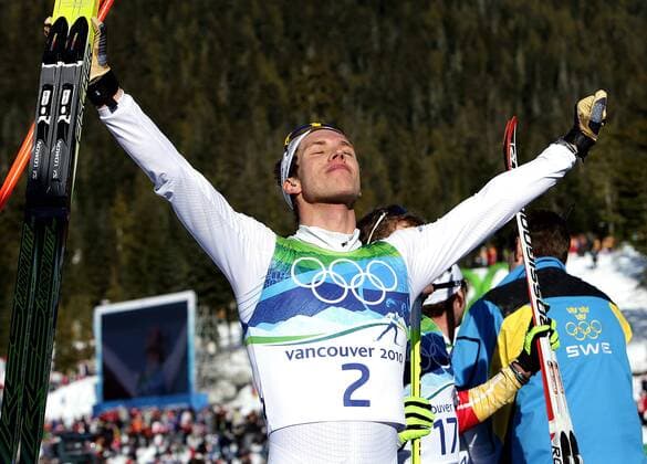 Olympics, cross-country skiing, men, 30km, golf for Marcus Hellner, silver for Tobias Angerer
