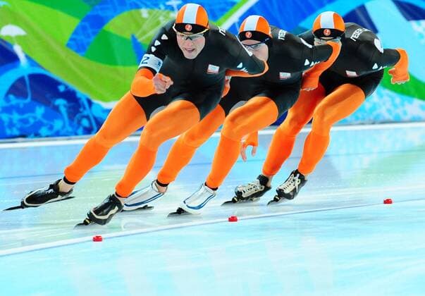 Olympics, speed skating, men, team pursuit, Canada wins gold