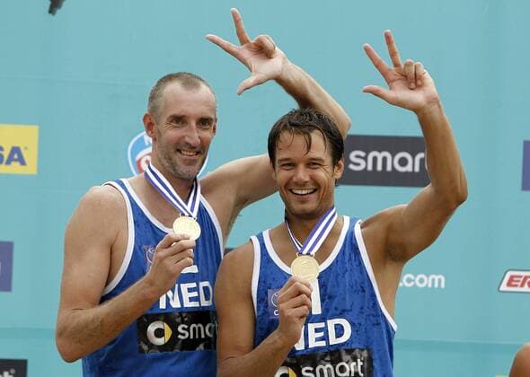 Beach volleyball, European Championships in Berlin, Reinder Nummerdor and Richard Schuil are European Champions for the third time in a row