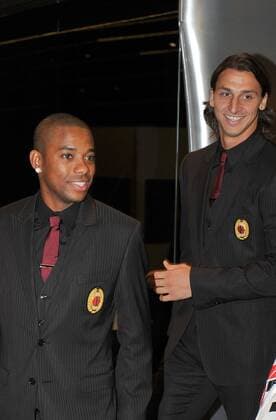 Football, Italy, Serie A, AC Milan present new arrivals Zlatan Ibrahimovic and Robinho