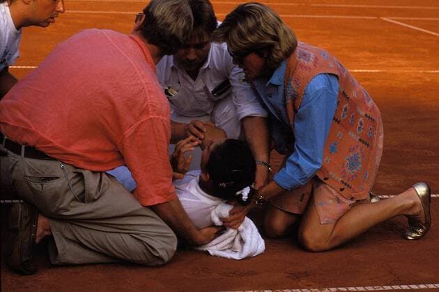 Tennis, knife attack on Monica Seles on 30.04.1993 in Hamburg