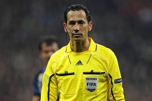 Football, EURO 2012, Referee Pedro Proenca whistles the final